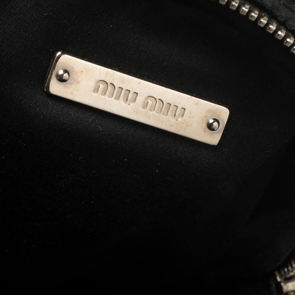 Women's Miu Miu Black Matelassé Leather Mini Backpack