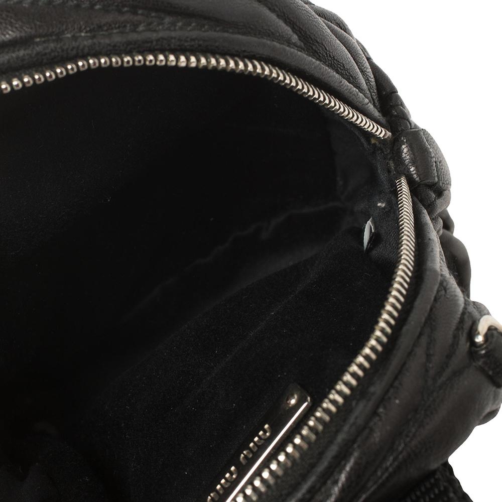 Miu Miu Black Matelassé Leather Mini Backpack 2