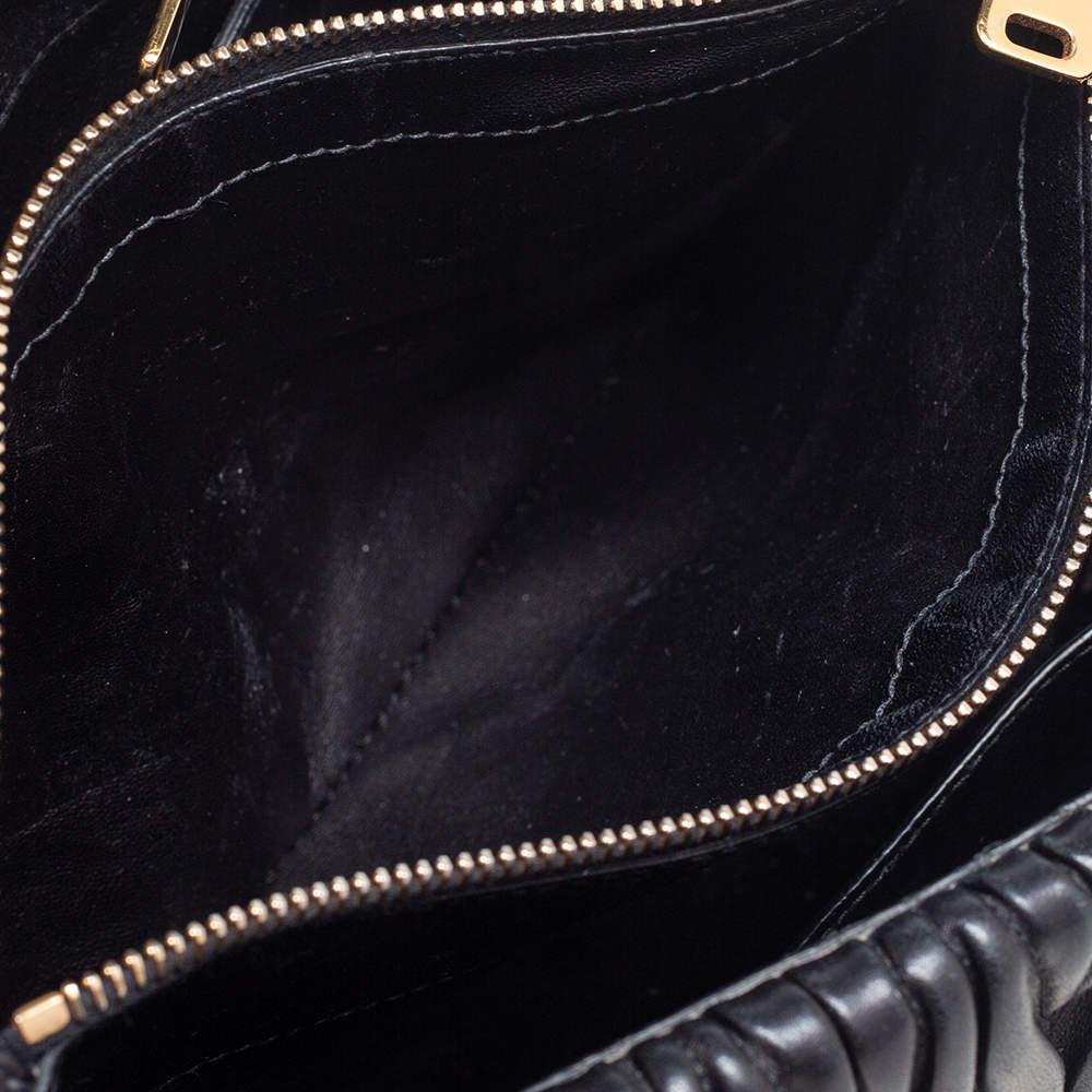 Miu Miu Black Matelassé Leather Push Lock Top Handle Bag For Sale 8