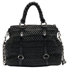 Miu Miu Black Matelasse Leather Shopper Tote