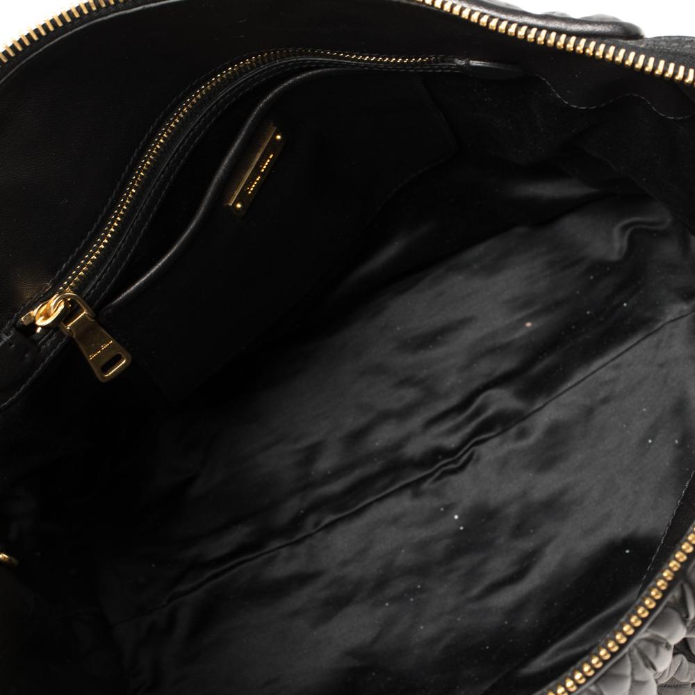 Miu Miu Black Matelassé Leather Side Zip Tote 1