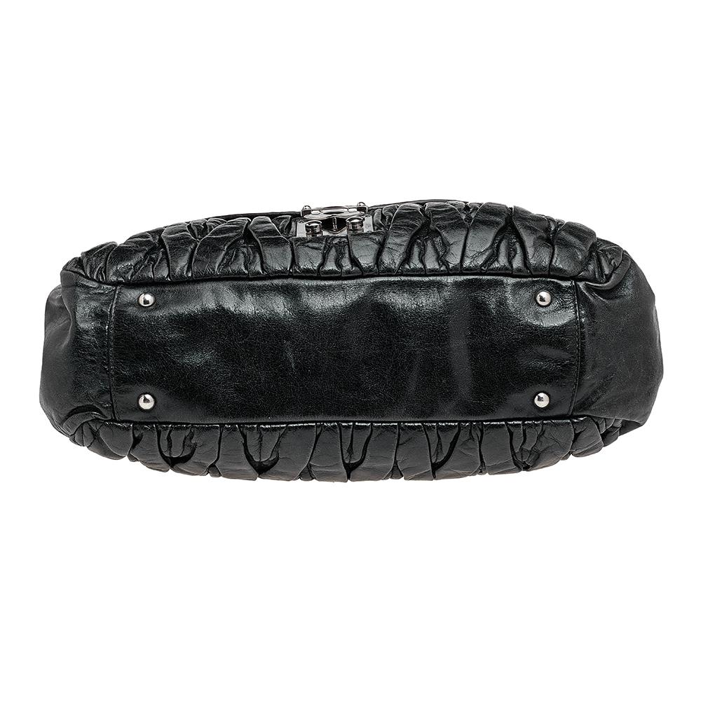 Miu Miu Black Matelasse Leather Tote 1