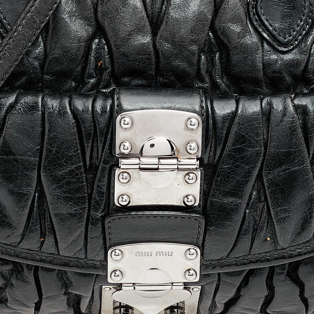 Miu Miu Black Matelasse Leather Tote 2
