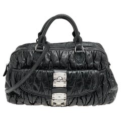 Miu Miu Black Matelasse Leather Tote