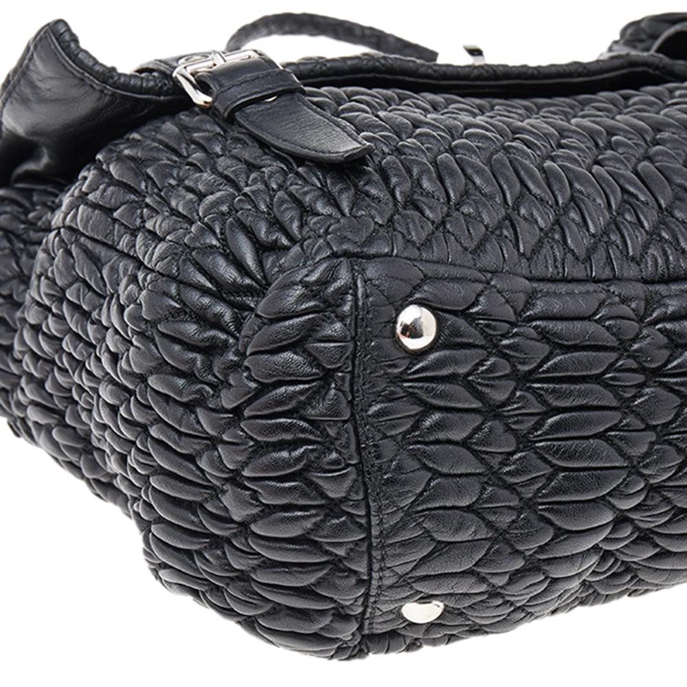Miu Miu Black Matelassé Leather Turnlock Flap Top Handle Bag 1