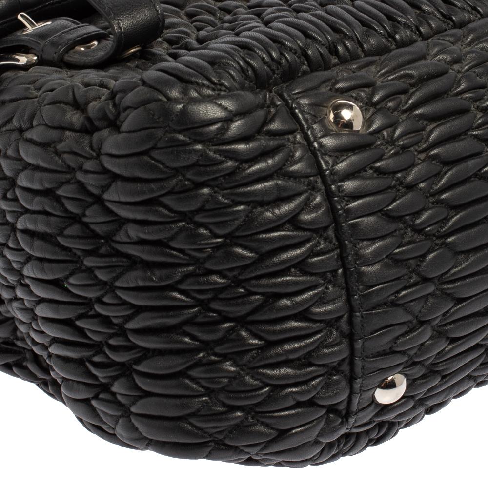 Miu Miu Black Matelasse Leather Turnlock Flap Top Handle Bag 2