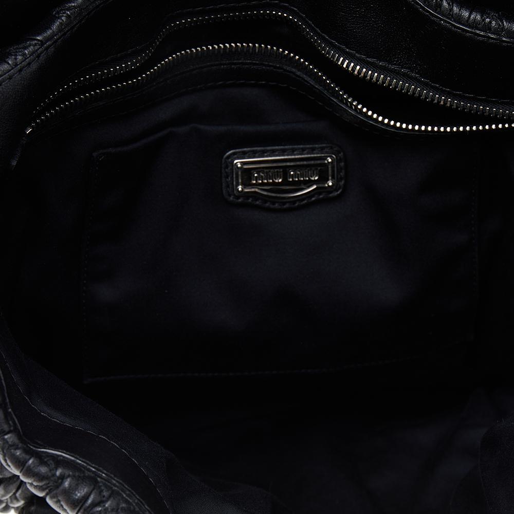 Miu Miu Black Matelassé Leather Turnlock Flap Top Handle Bag 4