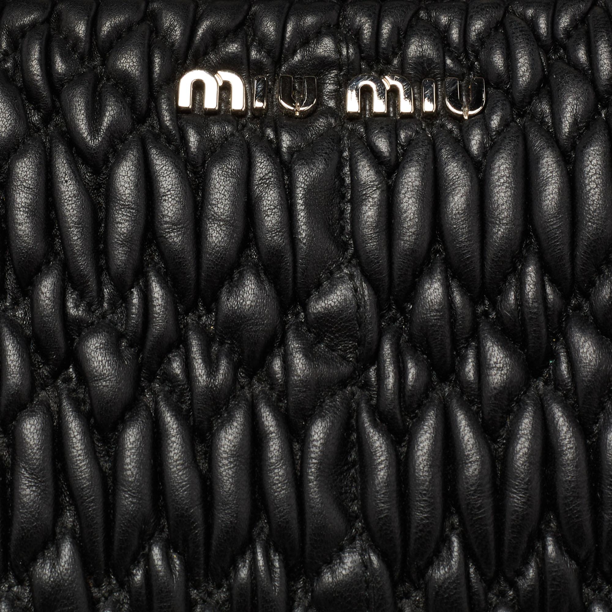 Miu Miu Black Matelasse Leather Zip Tote 2