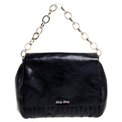 Miu Miu Black Matelasse Lux Leather Chain Flap Bag