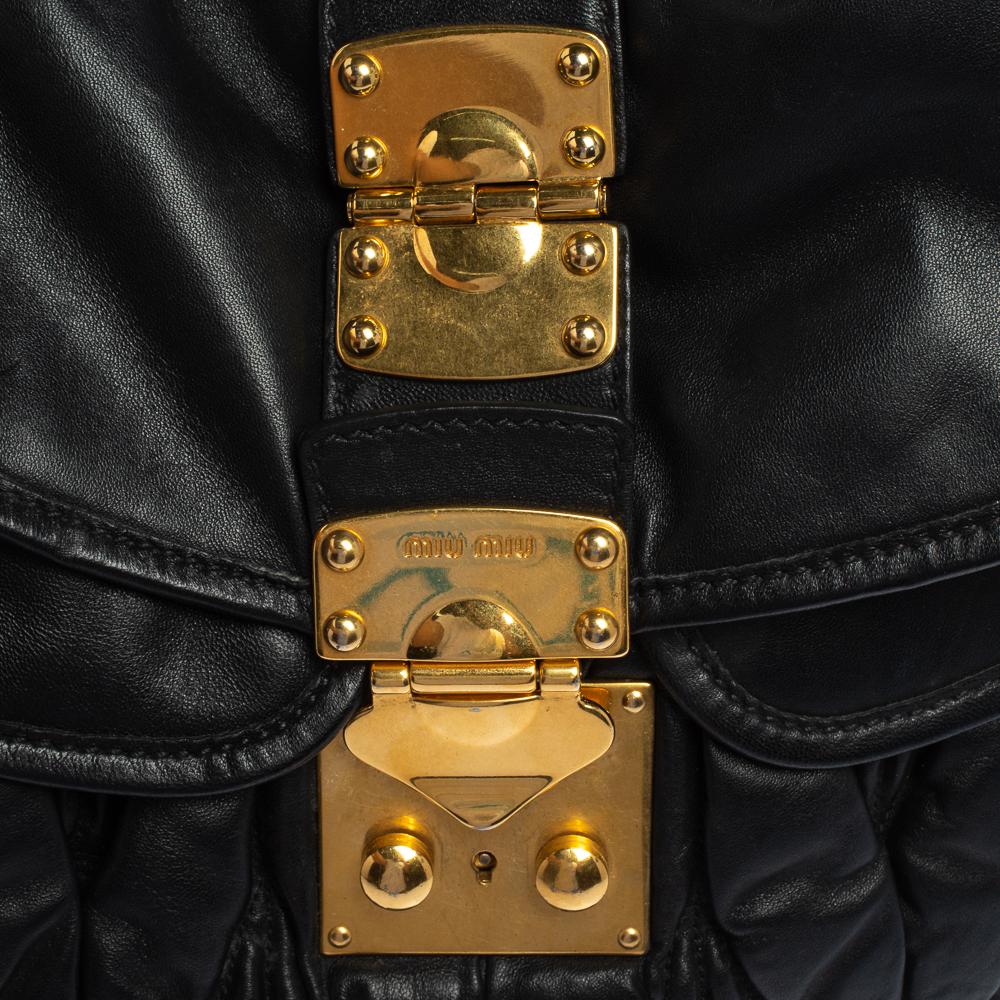 Miu Miu Black Matelasse Lux Leather Coffer Hobo 5