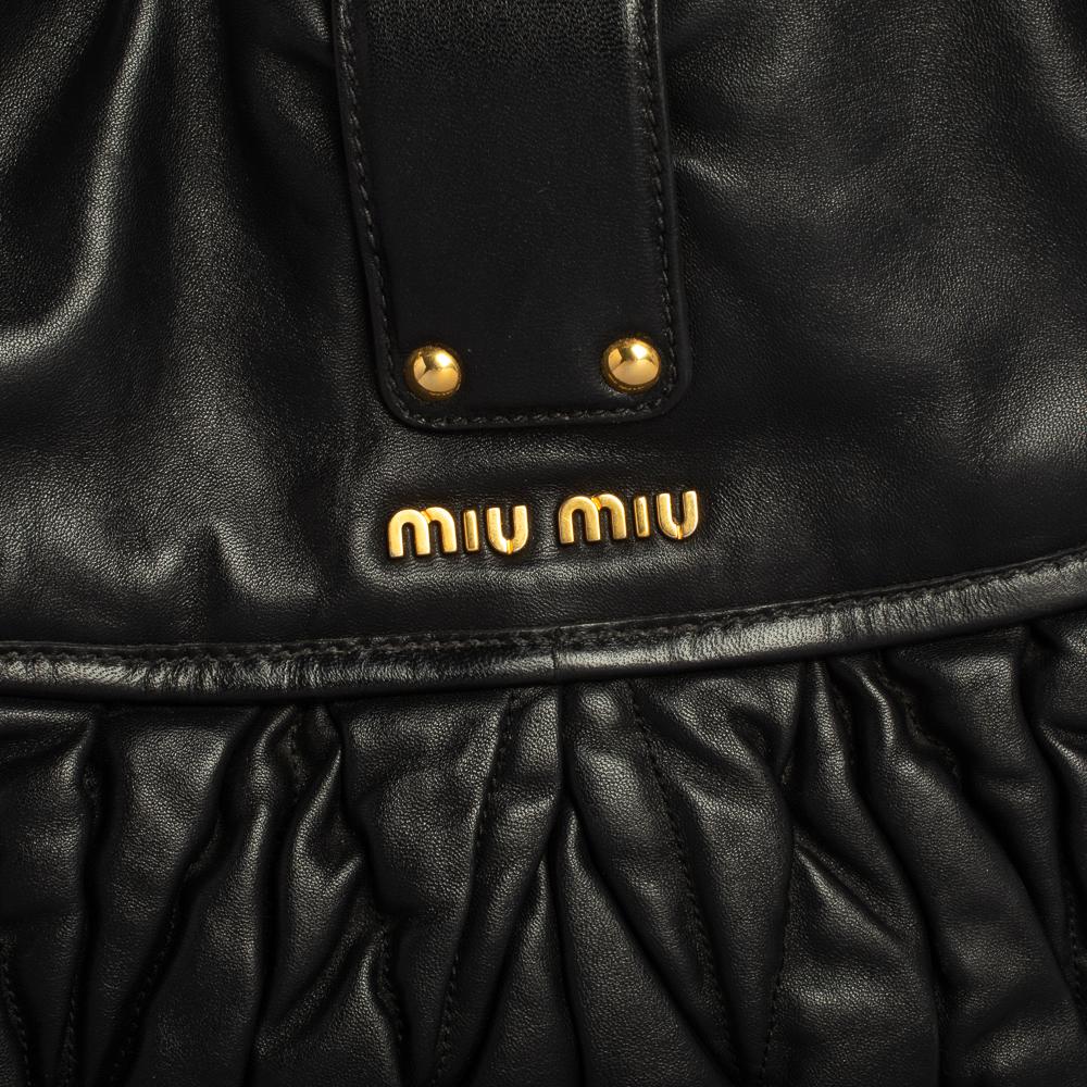 Miu Miu Black Matelasse Lux Leather Coffer Hobo 6