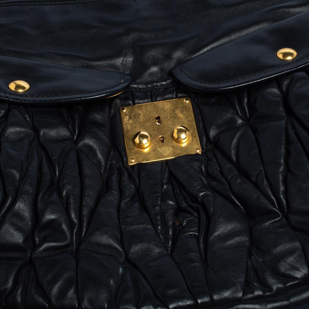 Miu Miu Black Matelasse Lux Leather Coffer Hobo 1