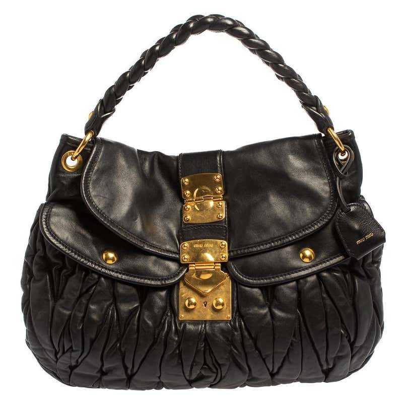 Miu Miu Black Matelassé Leather Bauletto Aperto Shoulder Bag For Sale ...