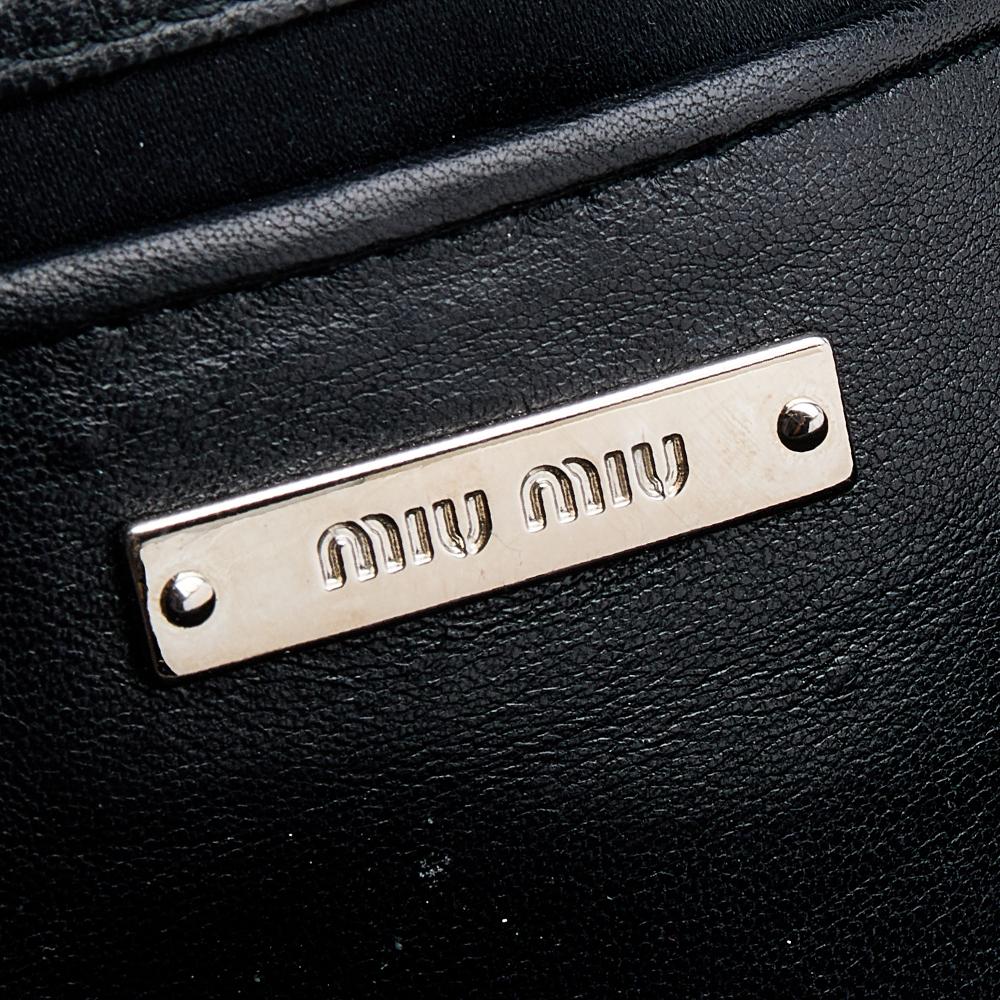 Miu Miu Black Matelassé Nappa Leather Crystal Shoulder Bag 1