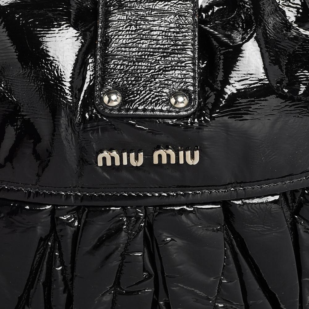 Miu Miu Black Matelassé Patent Leather Coffer Hobo 1