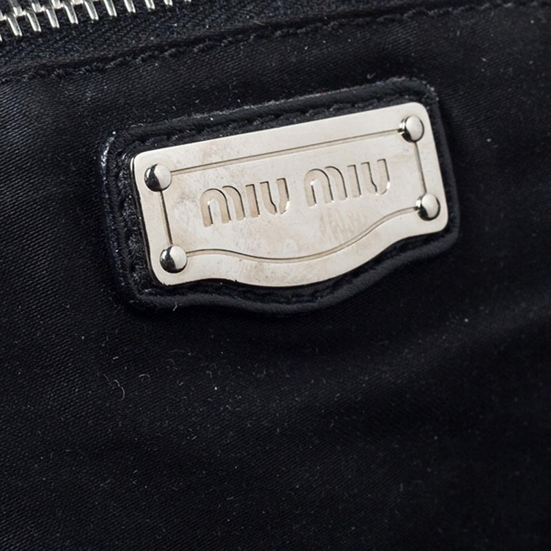 Miu Miu Black Matelassé Patent Leather Coffer Hobo For Sale 1