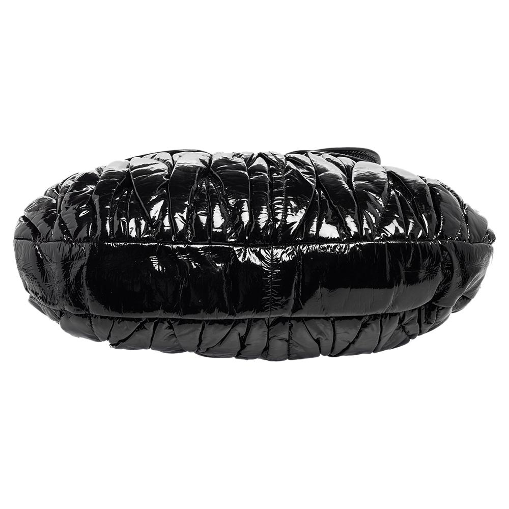 Miu Miu Black Matelassé Patent Leather Coffer Hobo 2