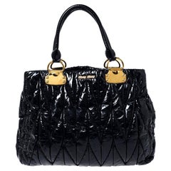 miu miu patent leather bag Used Miu Miu Black Matelasse Patent Leather Tote
