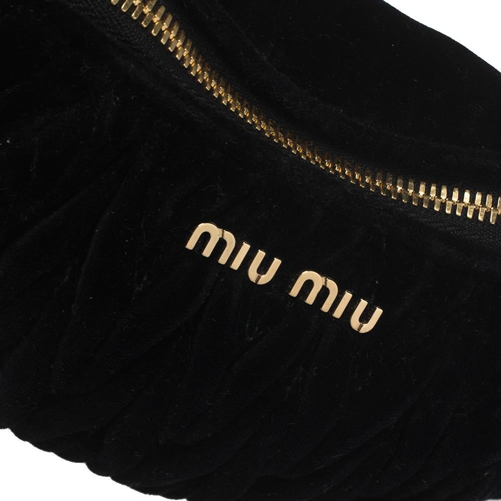 Miu Miu Black Matelassé Velvet Belt Bag 1