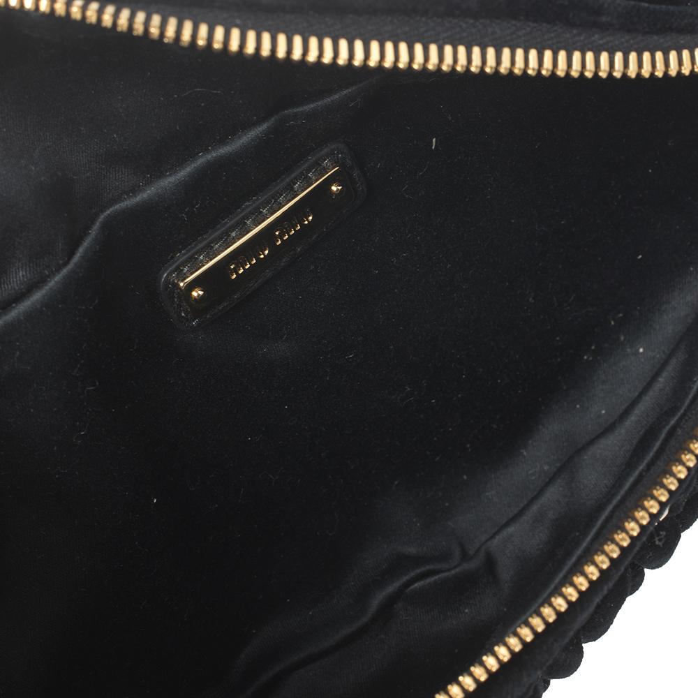 Miu Miu Black Matelassé Velvet Belt Bag 2