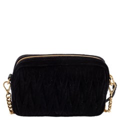 Miu Miu Black Matelasse Velvet Crossbody Bag