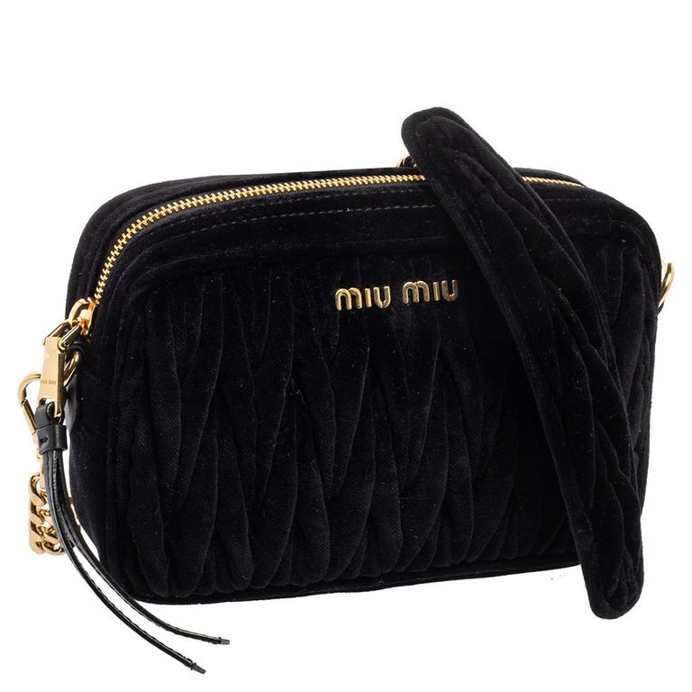 Miu Miu Black Matelasse Velvet Crossbody Bag at 1stDibs