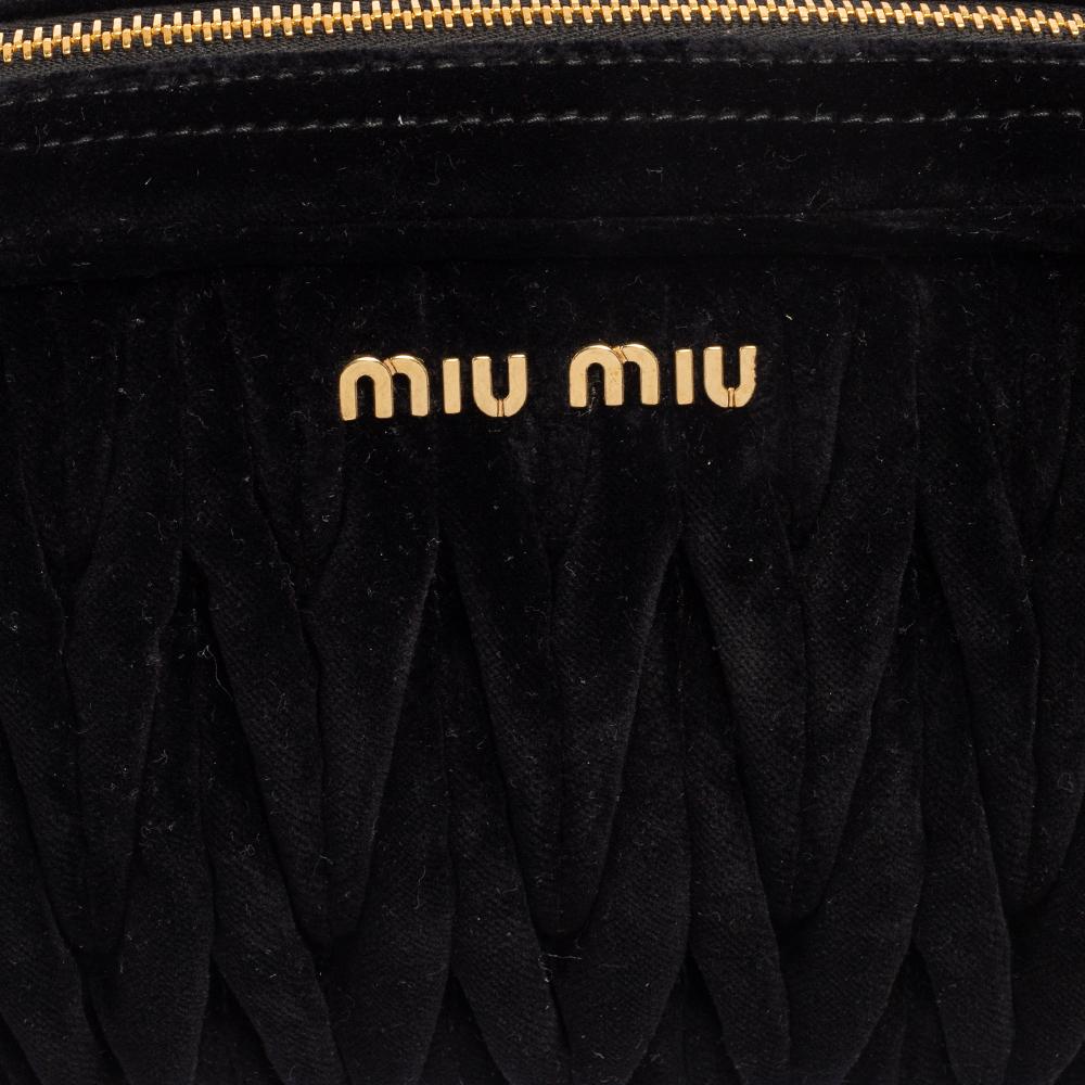 Women's Miu Miu Black Matelasse Velvet Crossbody Bag