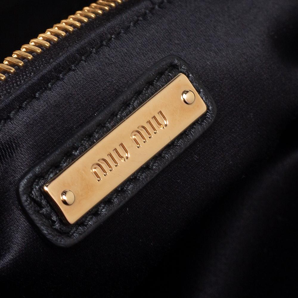 Miu Miu Black Matelassé Velvet Rider Shoulder Bag 6