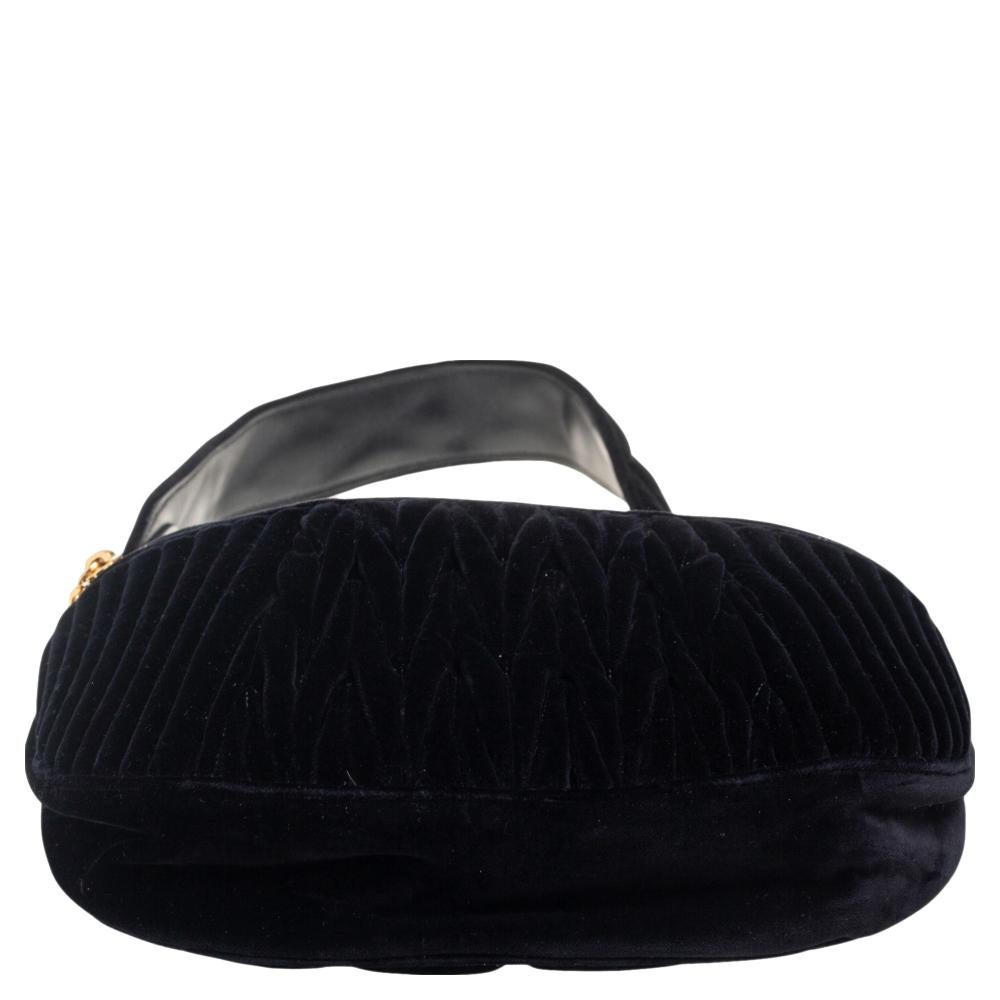 Miu Miu Black Matelassé Velvet Rider Shoulder Bag 1