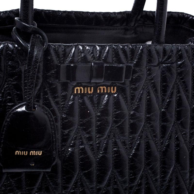 Miu Miu Black Metalasse Leather Covertible Tote 2
