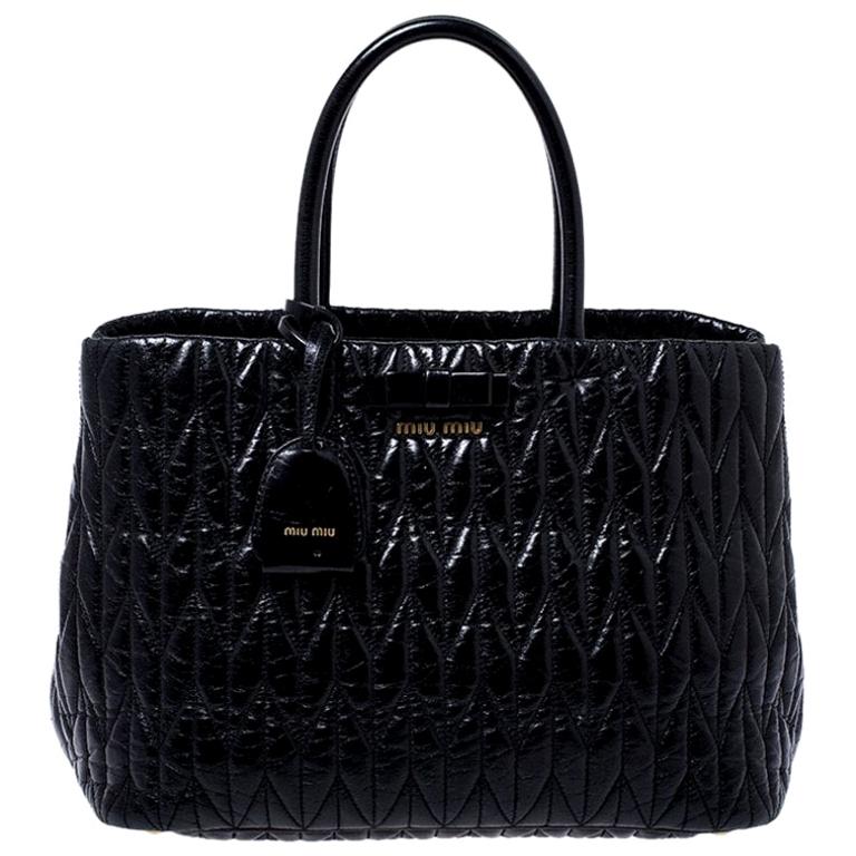 Miu Miu Black Leather Tote Bag For Sale at 1stdibs