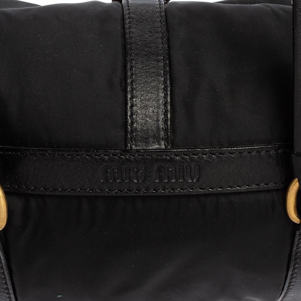 Miu Miu Black Nylon and Leather Flap Pocket Shoulder Bag 7