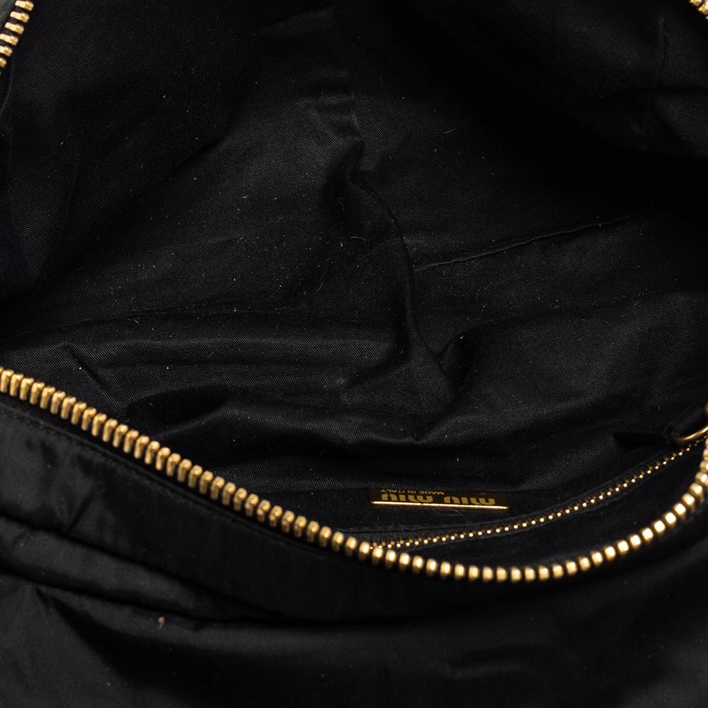 Miu Miu Black Nylon and Leather Flap Pocket Shoulder Bag 2