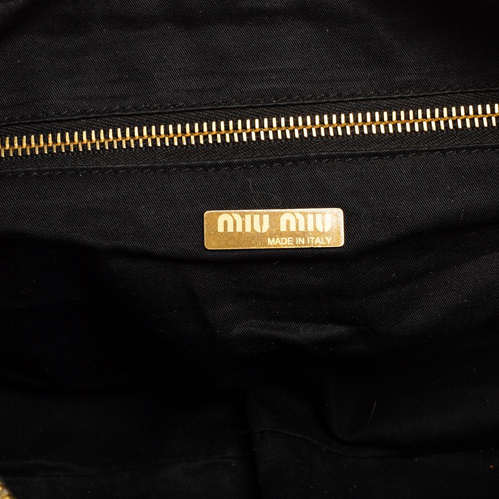 Miu Miu Black Nylon and Leather Flap Pocket Shoulder Bag 3
