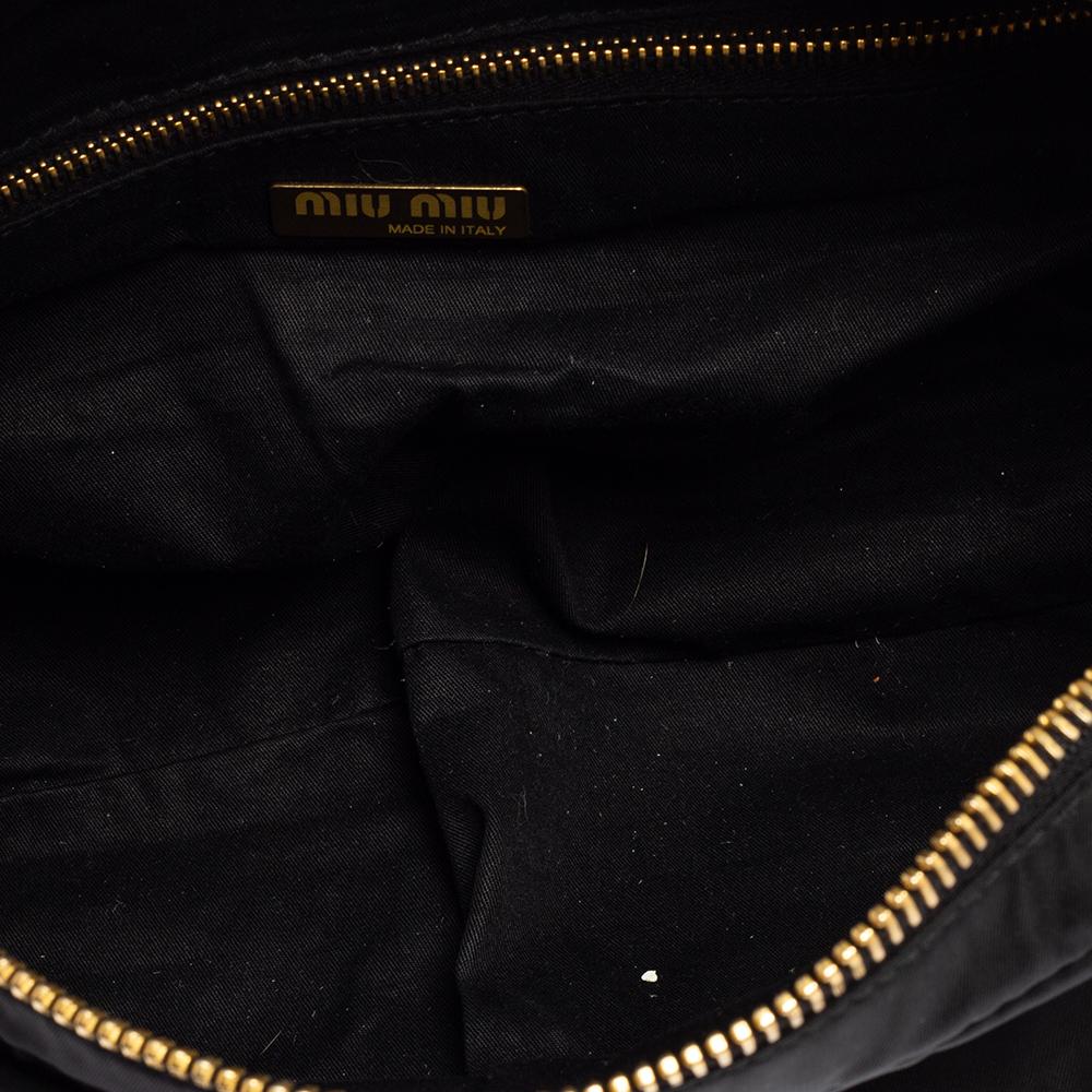 Miu Miu Black Nylon and Leather Flap Pocket Shoulder Bag 4