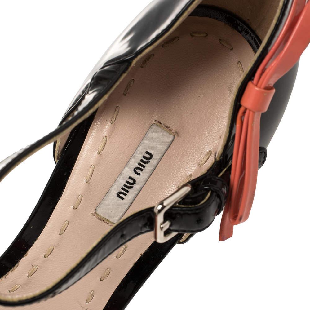Miu Miu Black /Orange Patent Leather Sandals Size 39 3