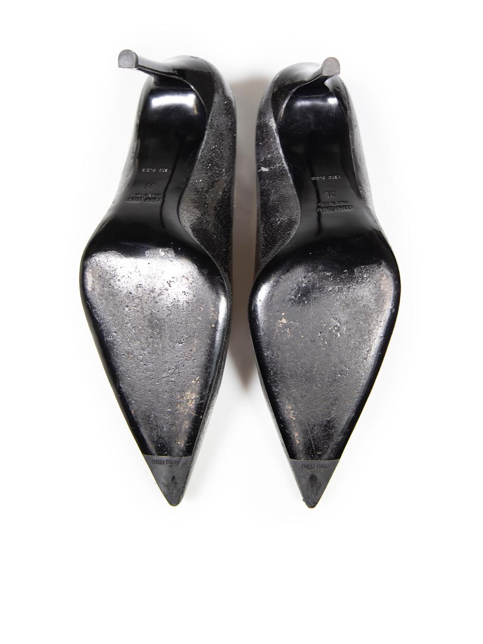 Women's Miu Miu Black Patent Cracked Effect Pumps Size IT 39