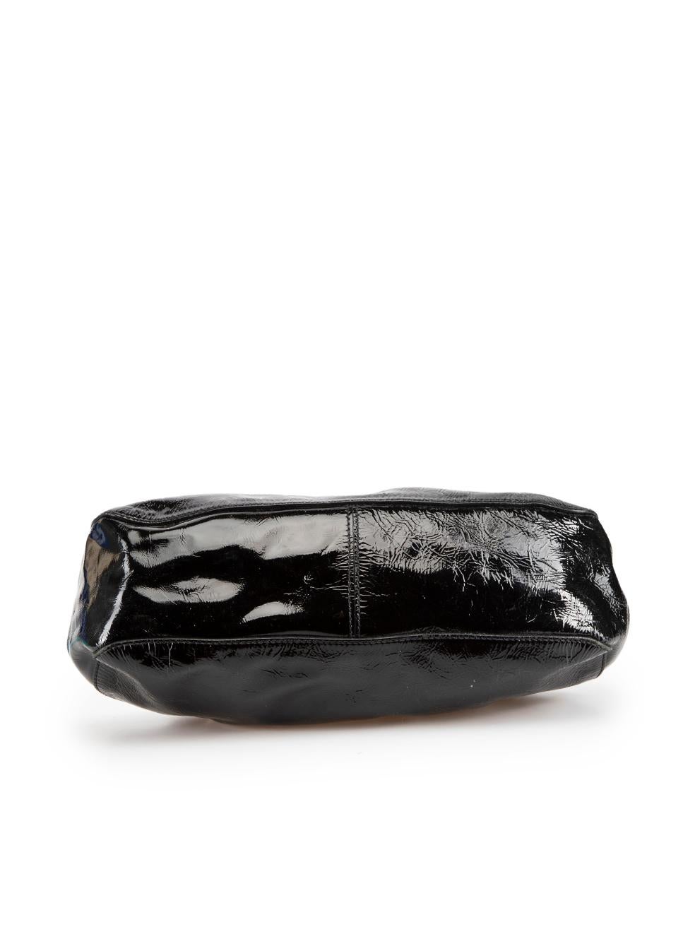 Women's Miu Miu Black Patent Crinkle Leather Bowling Bag