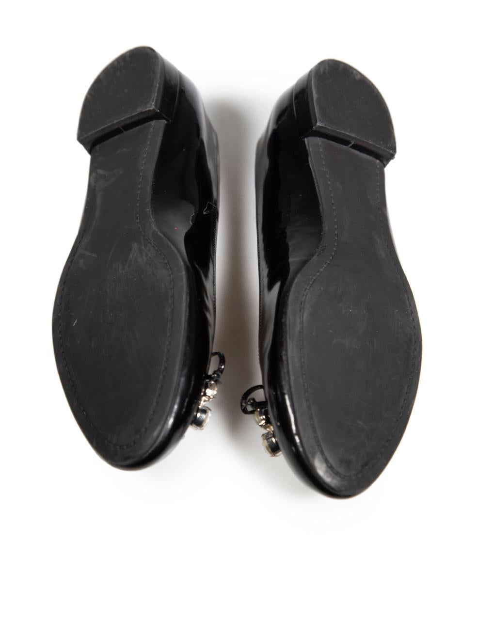 Women's Miu Miu Black Patent Embellished Ballet Flats Size IT 40 For Sale