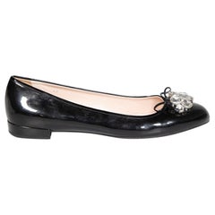Miu Miu Black Patent Embellished Ballet Flats Size IT 40