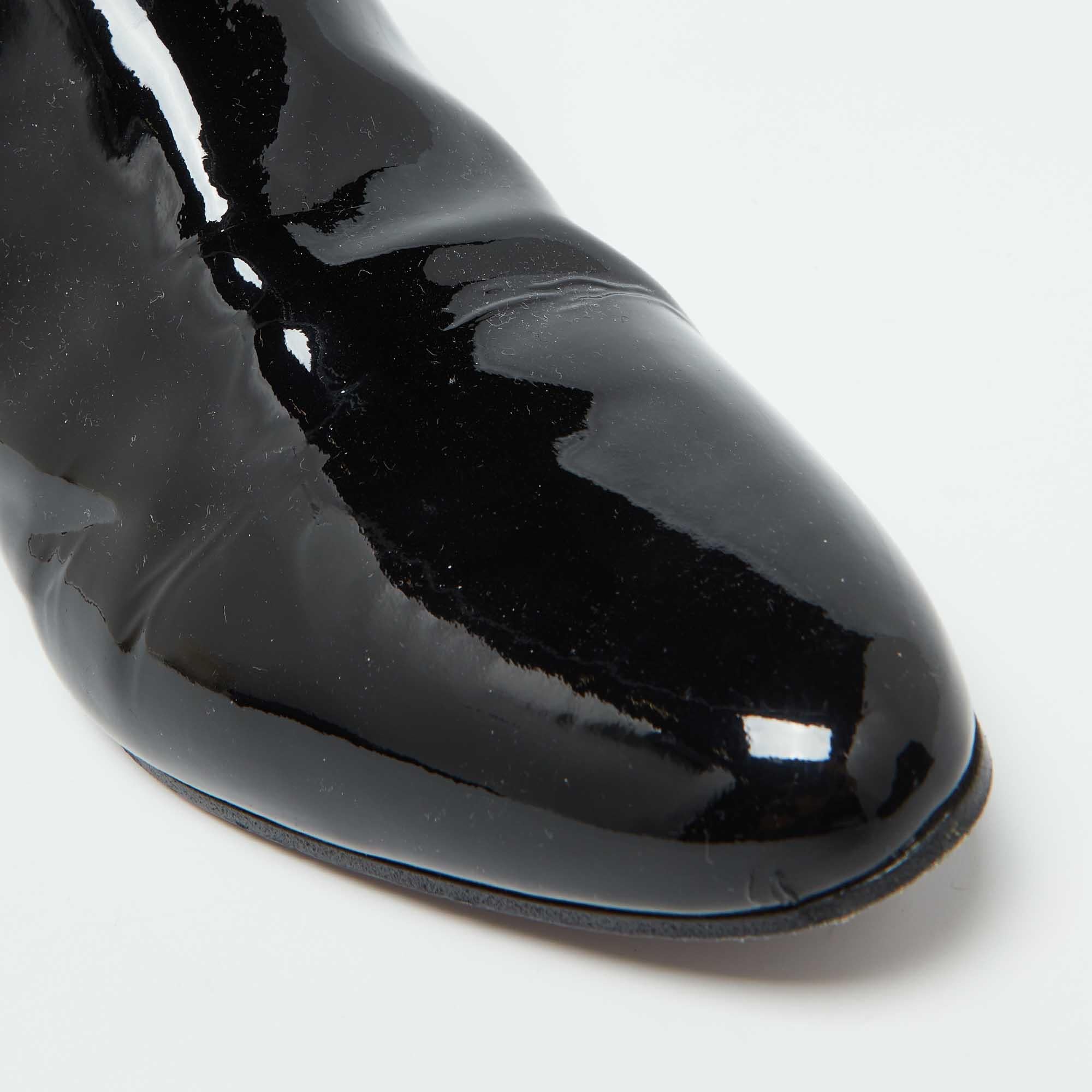 Miu Miu Bottes en cuir verni noir Taille 41.5 en vente 2