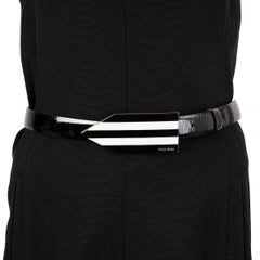 MIU MIU cuir verni noir ARROW WAIST Ceinture 75