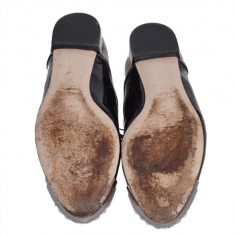 Miu Miu Black Patent Leather Crystal Embellished Cap Toe Oxfords Size 40 For Sale 3