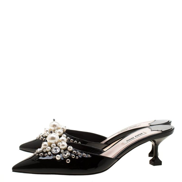 Miu 26 Pointed Toe Mule 45 Burgundy Sheepskin 592090