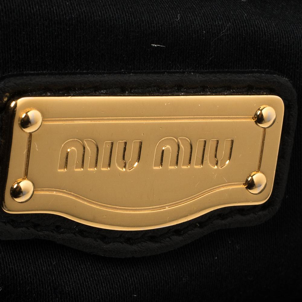 Miu Miu Black Patent Leather Gathered Tote 1