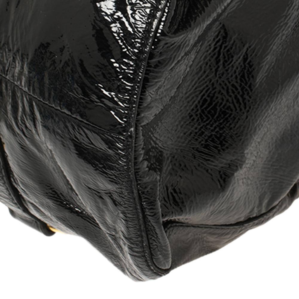 Miu Miu Black Patent Leather Gathered Tote 4