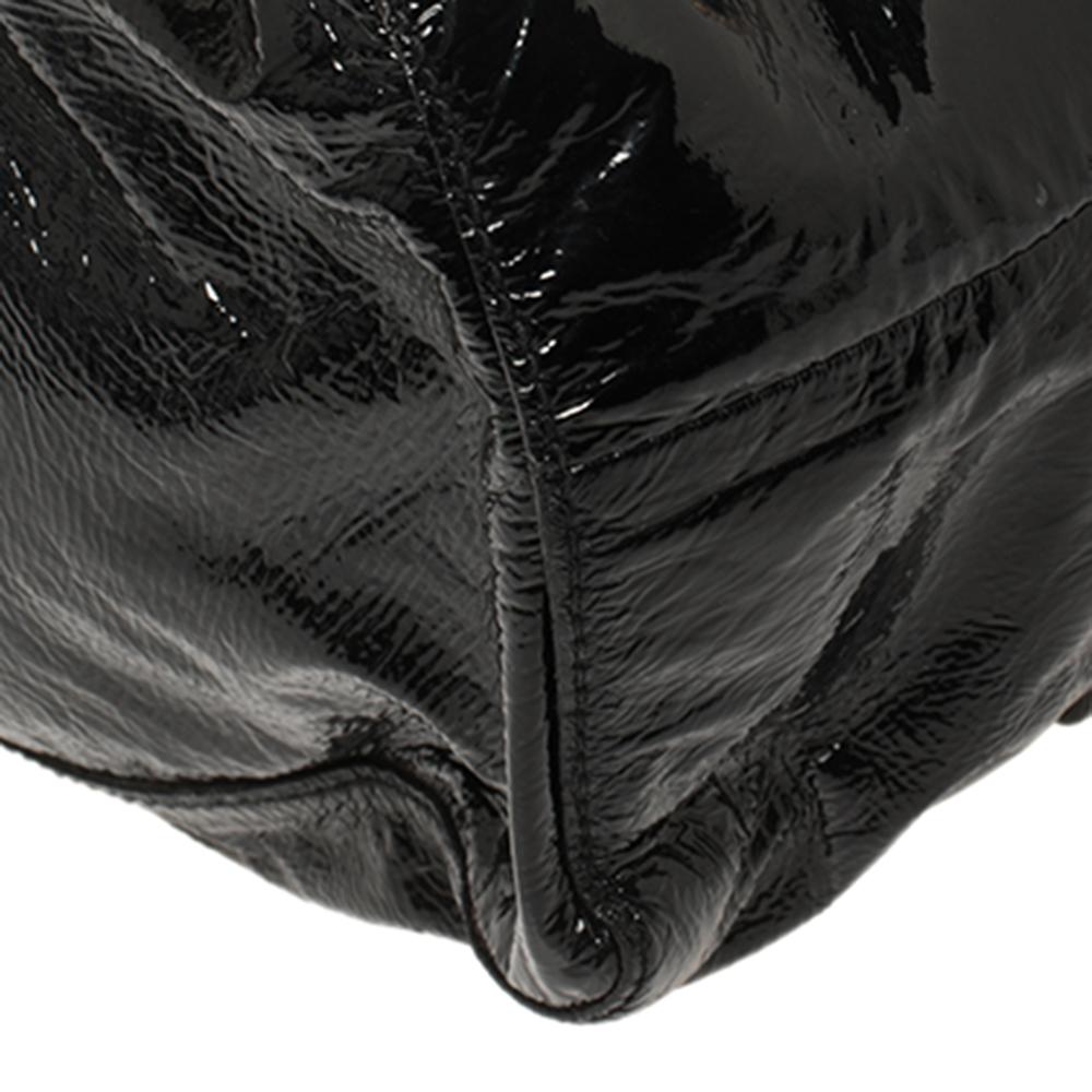 Miu Miu Black Patent Leather Gathered Tote 5