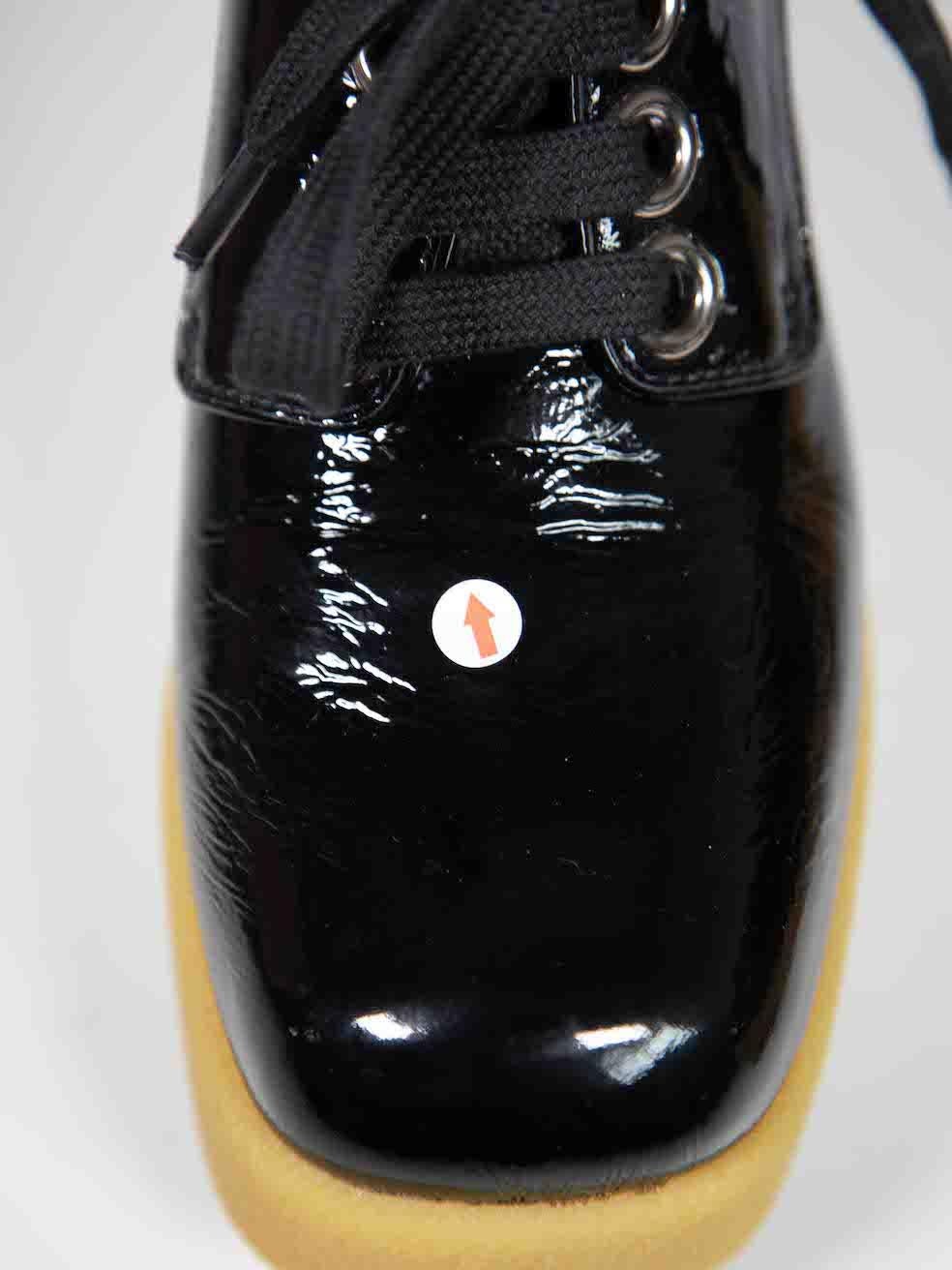 Miu Miu Black Patent Leather Lace Up Platforms Size IT 38.5 2