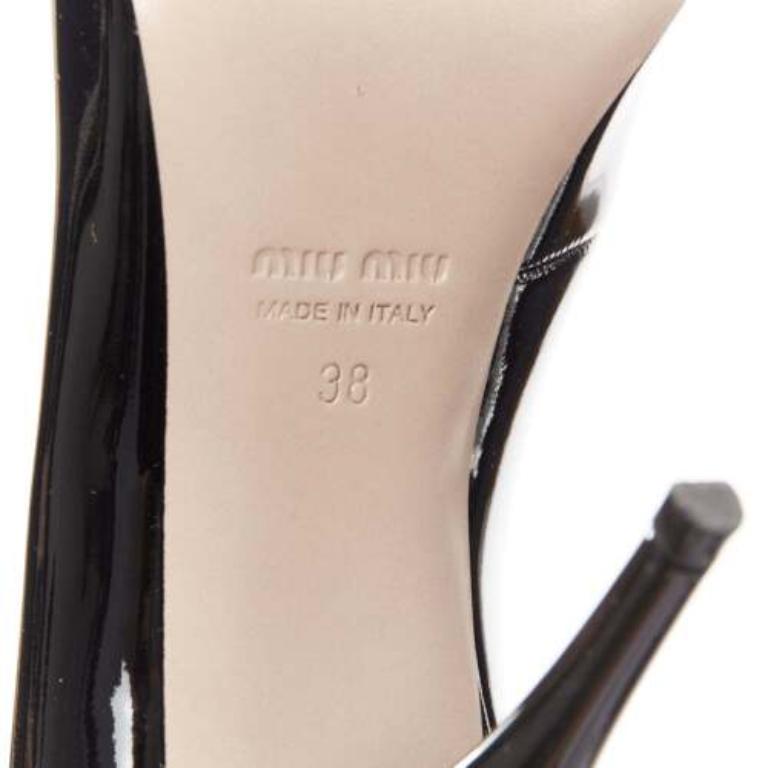 MIU MIU bottines en cuir verni noir à empeigne basse EU38 en vente 5