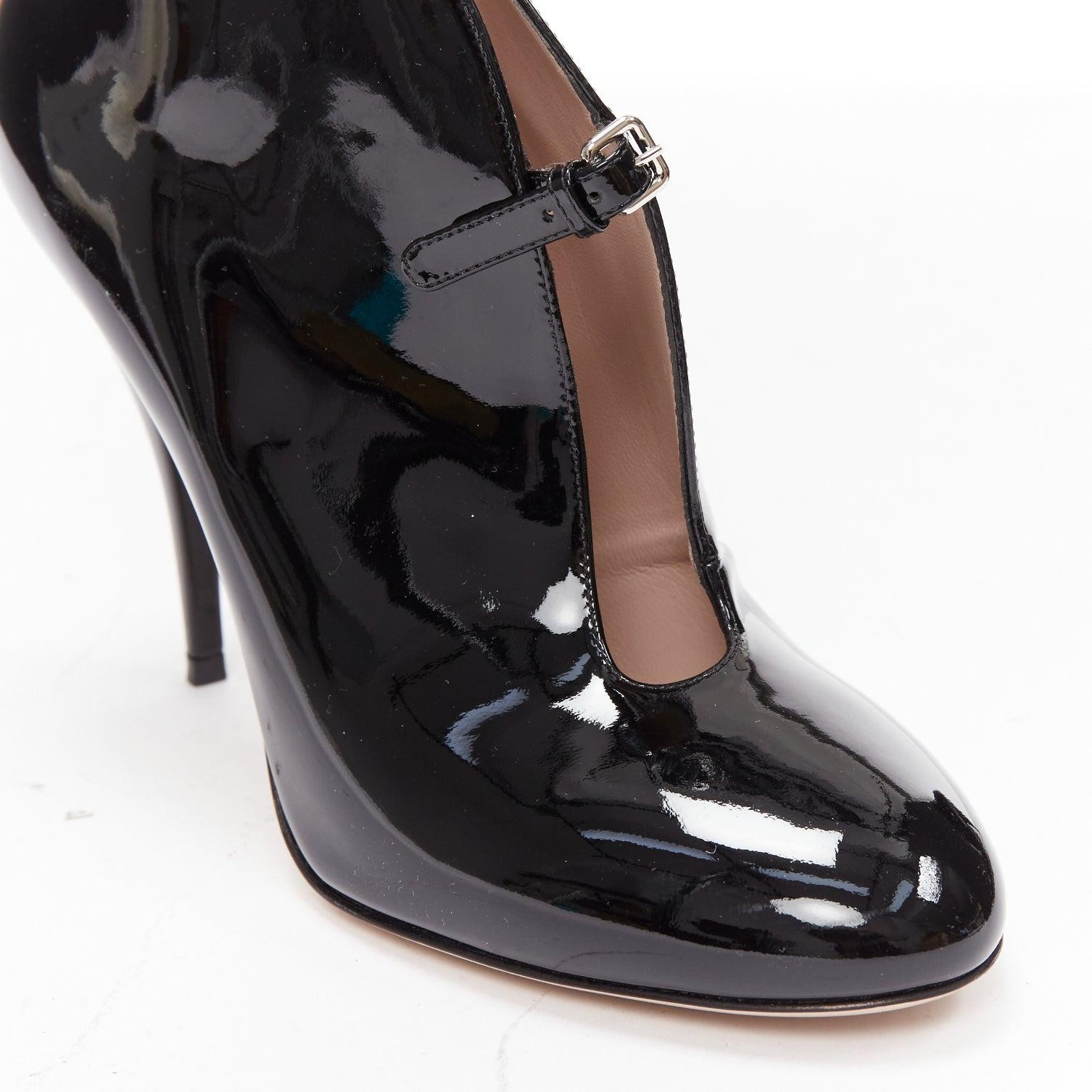 MIU MIU black patent leather low cut vamp ankle booties EU38 For Sale 2